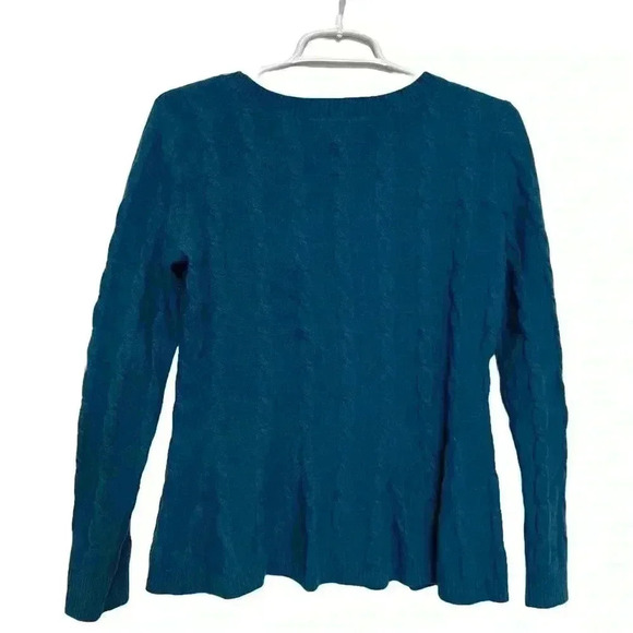 Garnet Hill - 100% Cashmere Trapeze Sweater Color Teal Haze - Women’s Size Small - Picture 3 of 6